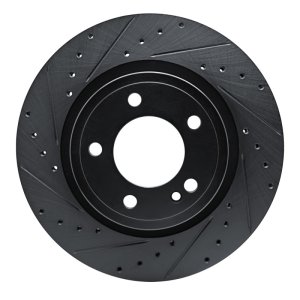 Mercedes-Benz G500 Brake Rotor (1) - Rear Left - R1 Concepts - Drilled & Slotted - Black - `19-`25